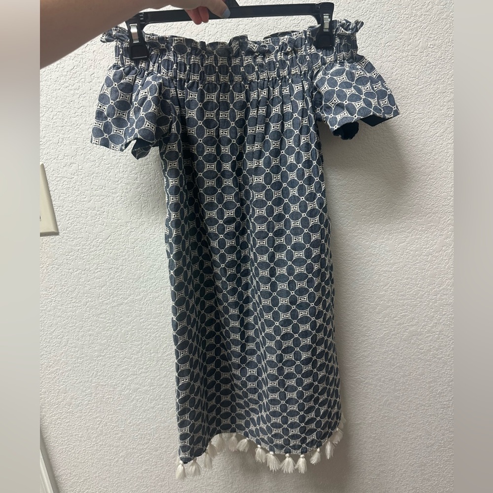 Off-Shoulder Geometric Print Dress